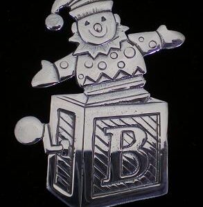 Jack in the Box Sterling Christmas Ornament Pendant by Reed and Barton