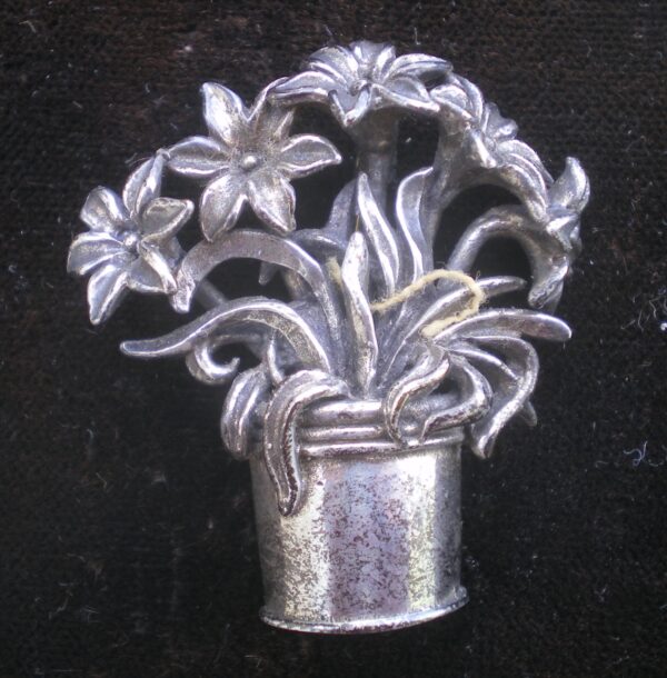Sterling Silver Lily Pot Brooch by Hand and Hammer Silversmiths