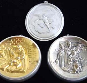 Oneida Heirloom Religious Series Sterling Silver Christmas Ornament Complete Set of 3