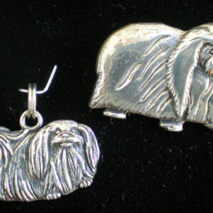 Pekingese Sterling Silver Pedigree Dog Lapel Pin by Hand and Hammer