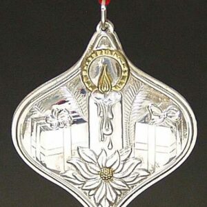 Poinsettia with Gold Accents Sterling Christmas Pendant by Towle