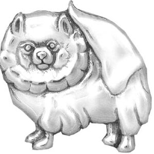Pomeranian Sterling Silver Pedigree Dog Lapel Pin by Hand and Hammer