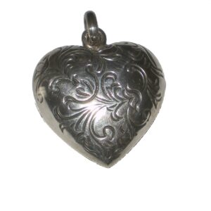 Puffed Heart 3-D Sterling Silver Medallion Pendant by Cazenovia Abroad