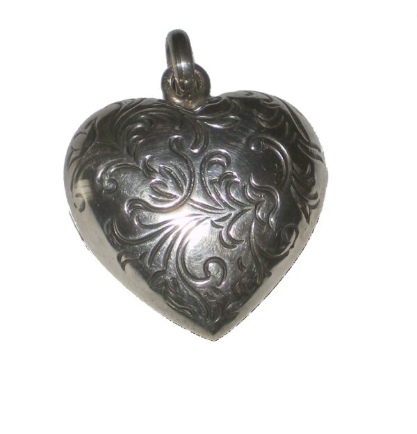 Puffed Heart 3-D Sterling Silver Medallion Pendant by Cazenovia Abroad