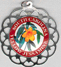 Yellow Jessamine Flower Sterling Silver Medallion Pendant by Lunt