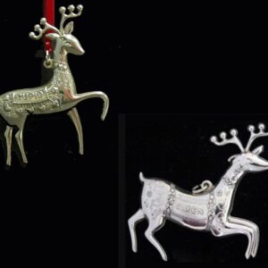 Santa's Reindeer Cupid and Vixen Sterling Silver Christmas Brooch Pendant by Oneida Set of 2