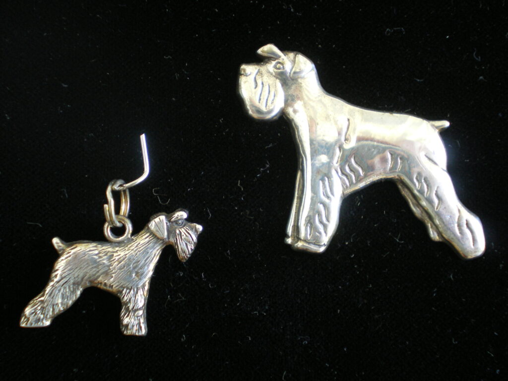Schnauzer Sterling Silver Pedigree Dog Pin or Charm by Hand and Hammer