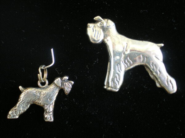 Schnauzer Sterling Silver Pedigree Dog Pin or Charm by Hand and Hammer