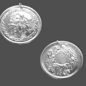 Mistletoe and Holly Wreath Flowers Sterling Silver Christmas Pendants by Lunt Set of 2