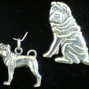 Shar Pei Sterling Silver Pedigree Dog Lapel Pin by Hand and Hammer
