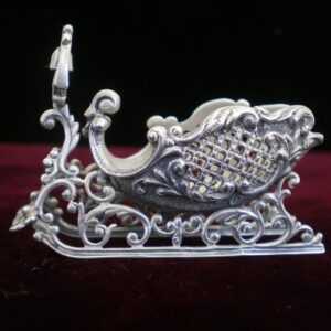 Santa's Sleigh 3-D Sterling Silver Ornament Figurine by Cazenovia Abroad
