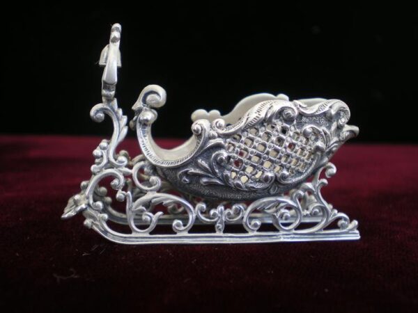 Santa's Sleigh 3-D Sterling Silver Ornament Figurine by Cazenovia Abroad