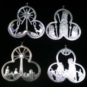 Trefoil Story of Christmas Sterling Silver Ornaments by Lunt Complete Set of 4