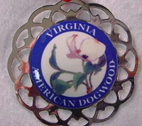 Virginia Dogwood Flower Sterling Silver Medallion Pendant by Lunt