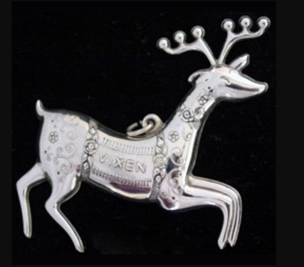 Vixen Reindeer Sterling Silver Christmas Brooch Pendant by Oneida