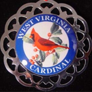West Virginia Cardinal Bird Sterling Silver Medallion Pendant by Lunt