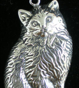 Persian Cat 3-D Sterling Silver Jewelry Pendant by Windsor Park