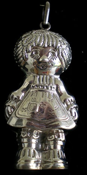 Raggedy Anne 3-D Sterling Silver Medallion Pendant by Windsor Park