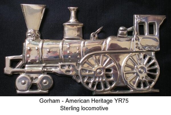 1976 Locomotive Steam Engine Sterling Silver Christmas Ornament for American Heritage