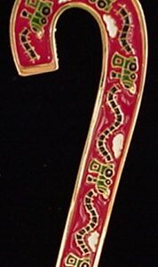 2004 Gold Plated Candy Cane with Toy Trains Christmas Ornament by Wallace 24th Edition