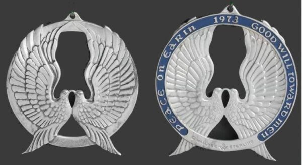 1973 Peace Dove Sterling Silver Christmas Ornament by Wallace Silversmiths 3rd Edition