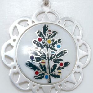 1979 Framed Evergreen Tree Sterling Silver Christmas Ornament by Lunt