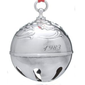 1983 Reed and Barton 3-D Holly Bell Silver Plated Christmas Ornament 8th Edition