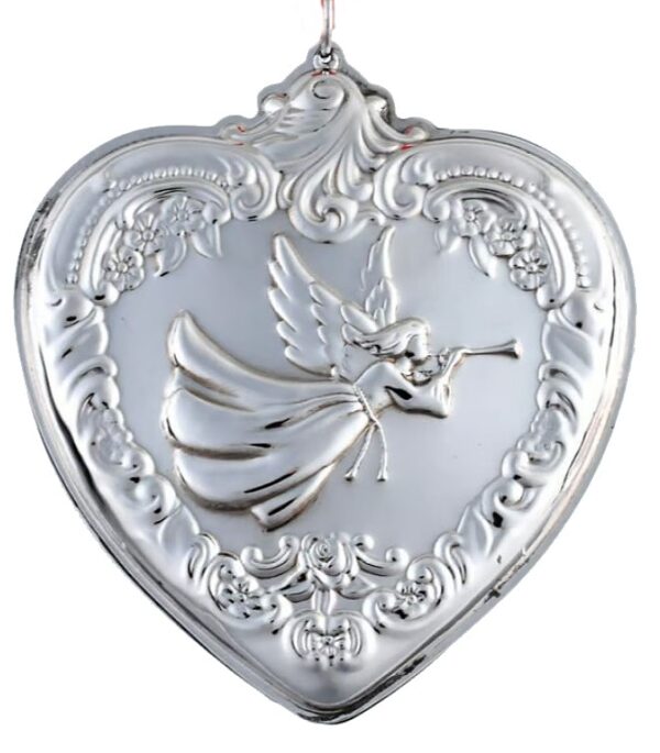 ​​1994 Grande Baroque Heart Angel Sterling Silver Christmas Ornament by Wallace 3rd Edition