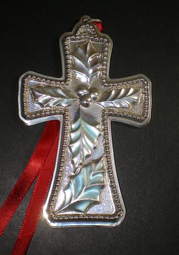 1994 Towle Cross with Holly Sterling Silver Christmas Ornament 1st Edition