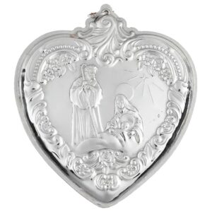 ​​1995 Grande Baroque Heart Holy Family Sterling Silver Christmas Ornament by Wallace 4th Edition