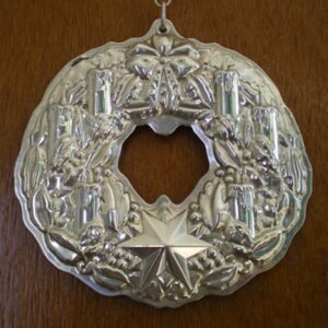 1998 Wreath with Candles Sterling Silver Christmas Ornament by Wallace 5th Edition