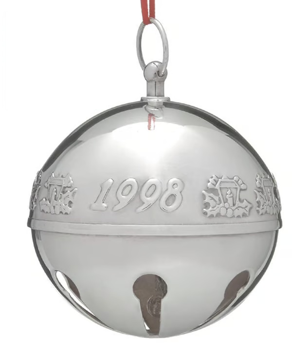 1998 Silver Plated Sleigh Bell Christmas Ornament by Wallace