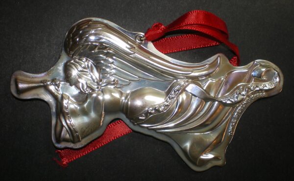 1998 Towle Flying Angel with Horn Sterling Silver Christmas Ornament 8th Edition
