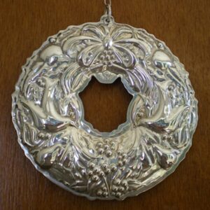 1999 Wreath Peace Doves Sterling Silver Christmas Ornament by Wallace 6th Edition