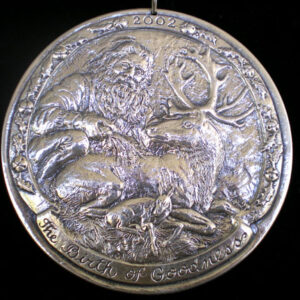 2002 Birth of Goodness Sterling Silver Christmas Ornament by Sculpture Workshop