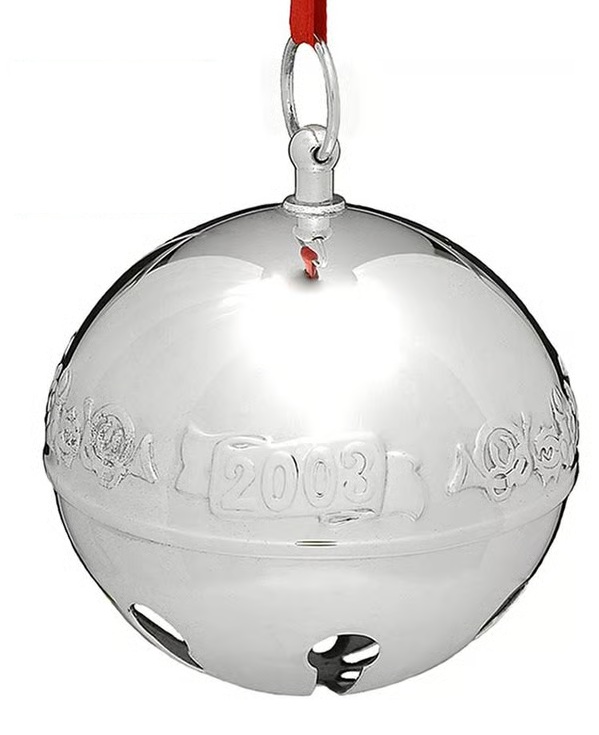 2003 Silver Plated Sleigh Bell Christmas Ornament by Wallace