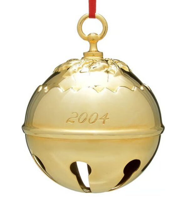 Gold Plated 3-D Holly Bells Christmas Ornament by Reed and Barton