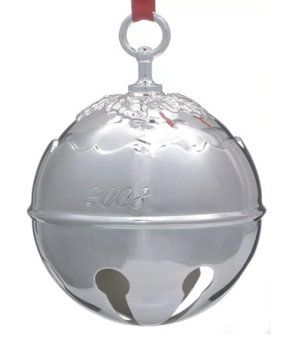 2008 Reed and Barton 3-D Holly Bell Silver Plated Christmas Ornament 33rd Edition