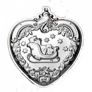 ​2013 Grande Baroque Heart Santa's Sleigh Sterling Silver Christmas Ornament by Wallace 22nd Edition