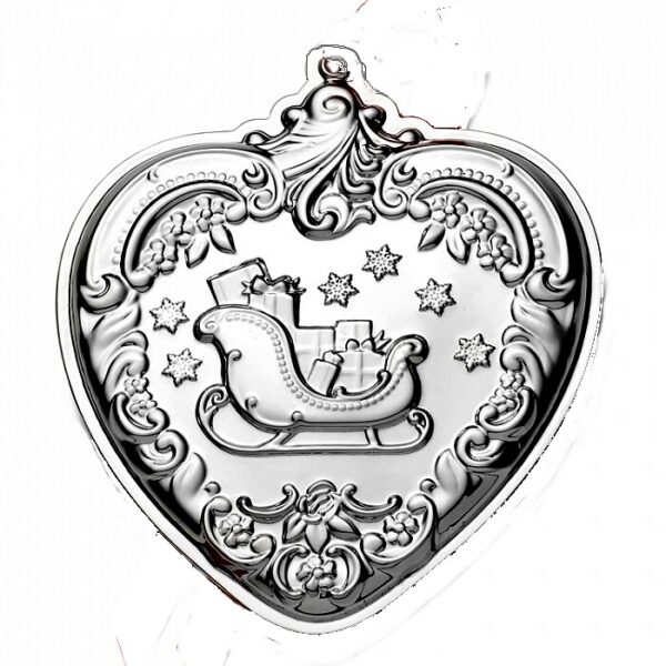 ​2013 Grande Baroque Heart Santa's Sleigh Sterling Silver Christmas Ornament by Wallace 22nd Edition