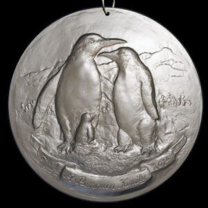 2014 Penguin Family Sterling Silver Christmas Ornament by Sculpture Workshop