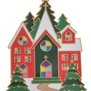 2024 Gold Plated Enameled Christmas Village Church Ornament by Wallace 1st Edition
