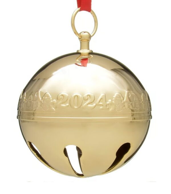 Wallace 3-D Gold Plated Sleigh Bell Christmas Ornaments