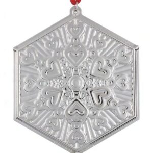 2024 Silver Plated Hearts Snowflake Christmas Ornament by Wallace 4th Edition