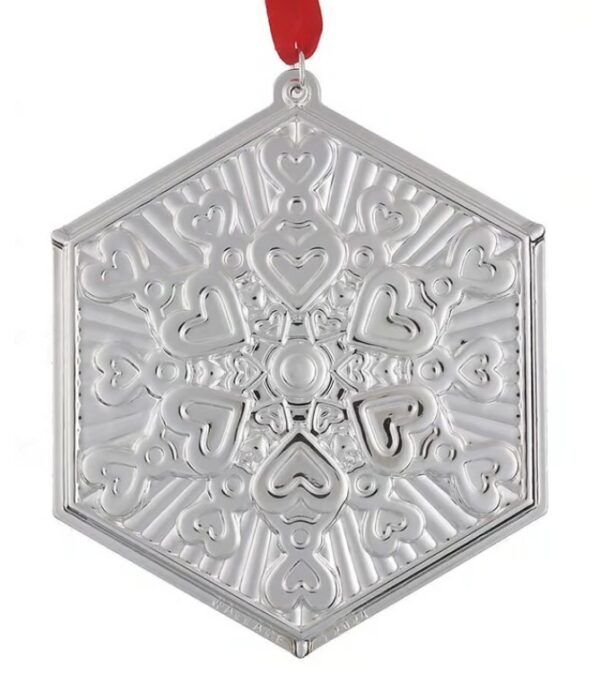 2024 Silver Plated Hearts Snowflake Christmas Ornament by Wallace 4th Edition