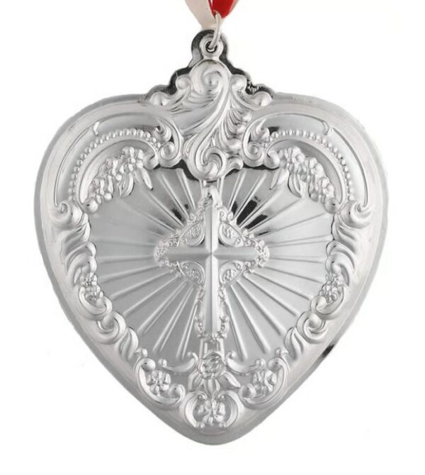 ​2024 Wallace Grande Baroque Heart Cross Sterling Silver Christmas Ornament Wallace 33rd Edition