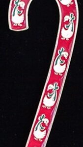 1991 Gold Plated Candy Cane with Geese Christmas Ornament by Wallace 11th Edition