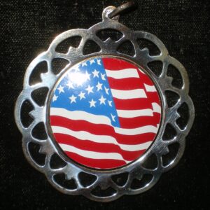 Framed American Flag Sterling Silver Christmas Ornament by Lunt