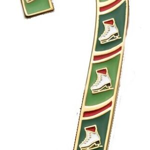 2014 Gold Plated Candy Cane with Ice Skates Christmas Ornament by Wallace 34th Edition