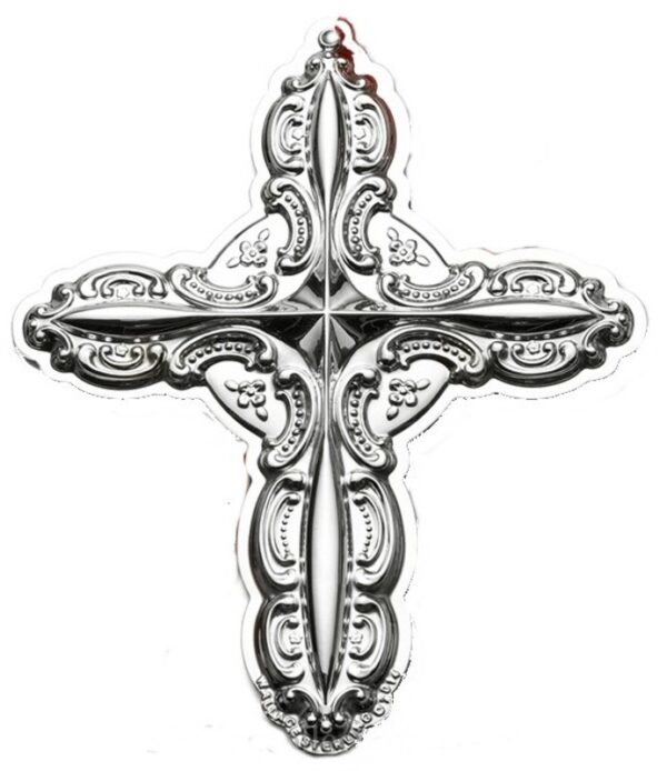 2014 Wallace Grande Baroque Cross Sterling Silver Christmas Ornament 19th Edition.